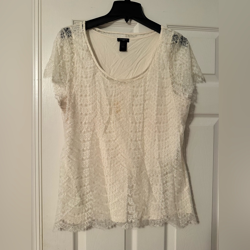 Ann Taylor Cream Lace Blouse